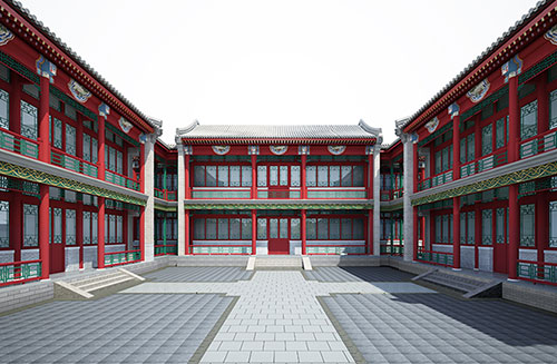路桥北京四合院设计古建筑鸟瞰图展示